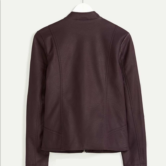 Faux Leather Moto Jacket - Plum colour *Mint Condition* - Picture 5 of 5